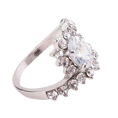 Exquisite Silver Tome Natural Sapphire Gemstones Birthstone Bride Princess Wedding Engagement Strange Ring