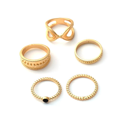 5PCS Joint Knuckle Ring Set Moon Boho Midi Finger Ring Set for Women (Golden)